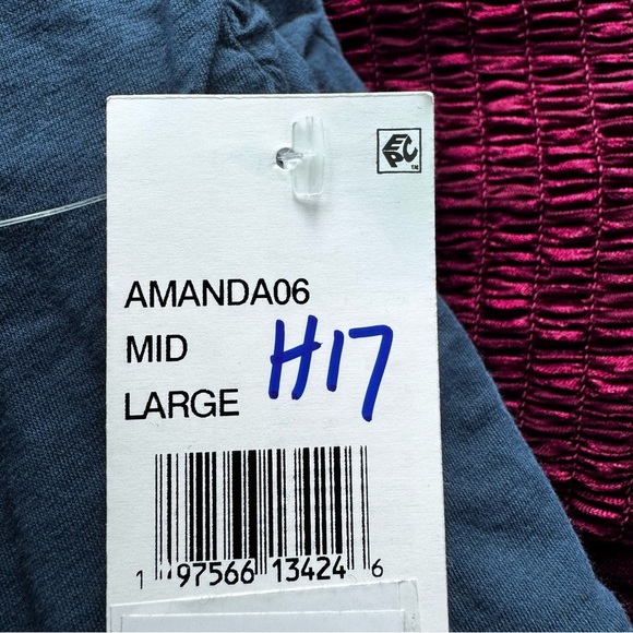 Velvet by Graham & Spencer Amanda Ruched Halter Midi Dress Blue Size L NWT - Picture 6 of 6